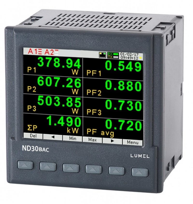 ND30BAC - одно- и трёхфазный измеритель параметров электрической сети с интерфейсом BACnet для использования в системах управления и диспетчеризации