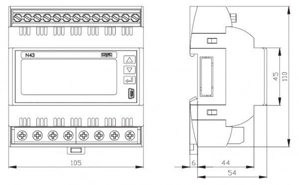 N43 - Трехфазный анализатор качества электроэнергии на DIN рейку